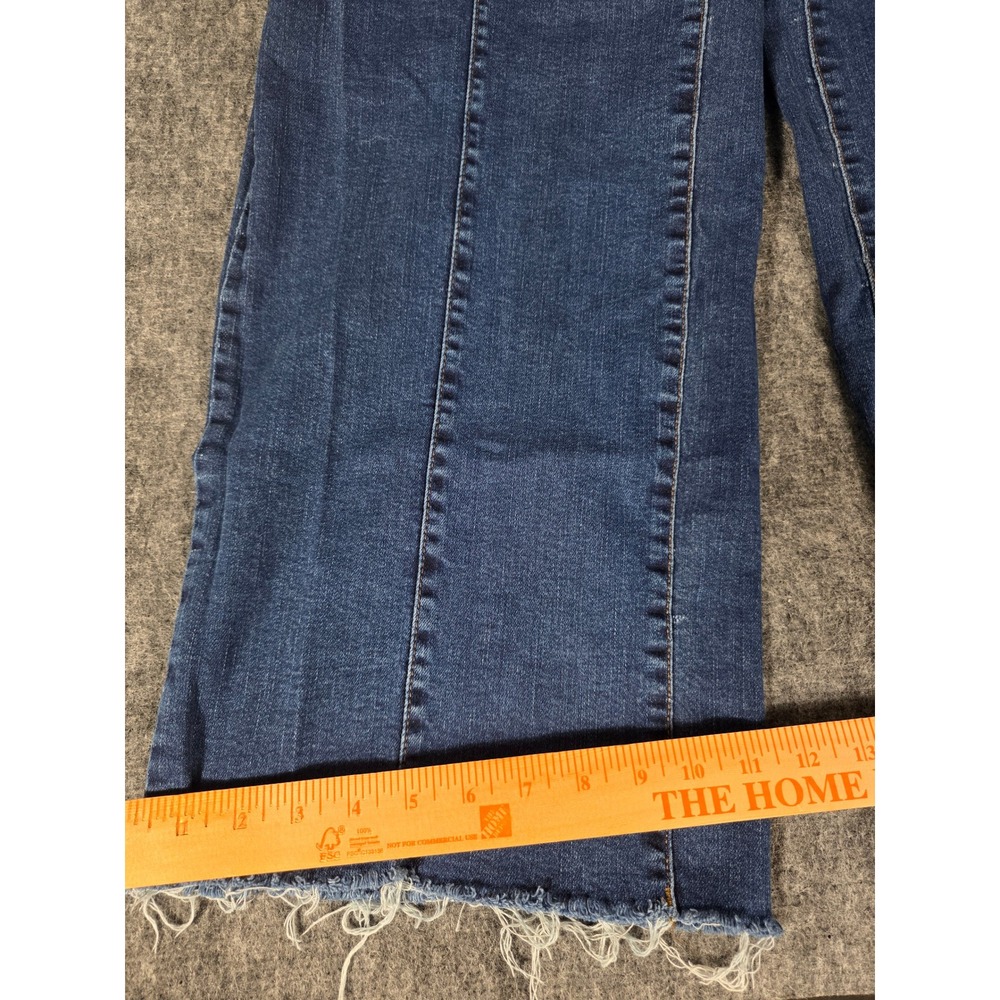 Banana Republic Wide Leg High Rise Jeans 33 16 Tall Cropped Raw Hem Blue - Picture 7 of 13